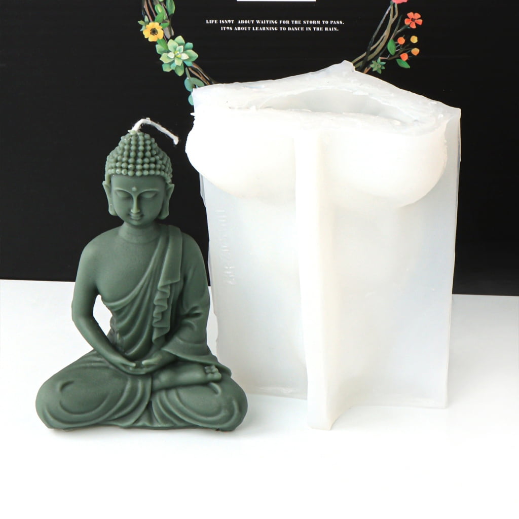 Geemin Buddha Statue Candle Molds 3D Buddha Candle Resin Silicone Moulds for DIY Gypsum Crafts Making Desktop Home Decorations