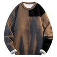 thumbnail image 3 of Xcmzpl Mens Sweaters Fleece Lined Chunky Sweaters Oversized Crewneck Long Sleeve Knit Pullover Color Block Sweaters for Men, 3 of 10