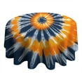 thumbnail image 4 of Orange Blue Tie Dye Mandala Pattern Round Tablecloth 60"x60",Wrinkle Wipeable Table Cloth for Kitchen Dining Room Picnic Patio Party, 4 of 6