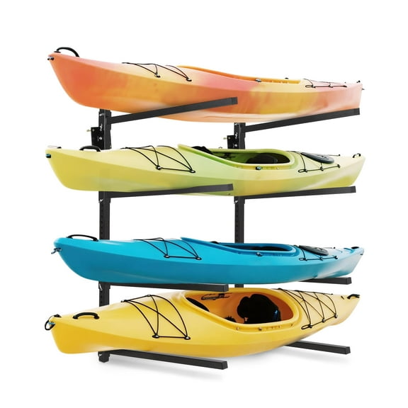 Studyset 4 Kayak Storage Rack,400 Lbs Heavy Duty Adjustable Kayak Wall Mount Rack for Garage and Outdoor Storage,Storage Rack Metal Stand Perfect for Canoe Paddle Board Surfboard,Black