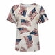 thumbnail image 4 of Tops de mujer Moda Casual Blusa suelta Bandera del Día de la Independencia Impresión de cuello redondo Camiseta Camisas Blusa Camiseta estampada Pompotops hfajkhk129859, 4 of 9