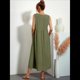 thumbnail image 4 of Vestido de Verano para Mujer 2025, Sin Mangas, Cuello en V, Informal, Escalonado, con Bolsillos Verde 5XL, 4 of 7