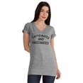 thumbnail image 1 of Inkmeso Caffeinated & Vaccinated Funny Pro-Vaccine V-Neck T-shirt For Womens, 1 of 8