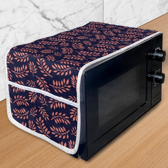 Coral Microwave Oven Cover, Continuous Pattern with Leafy Branches Abstract Bicolour Design, Water Resistant Organizer with Pockets for Kitchen, 36" x 12", Purple Coral, by Ambesonne