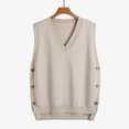 thumbnail image 2 of Meichang Sweater Vest Women Sleeveless V Neck Oversized Pullover Knitted Tops Trendy Side Buttons Lightweight Fall Sweater Vests, 2 of 10