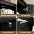 thumbnail image 5 of Garvee Armoire Wardrobe Closet, 69.5" Wooden Wardrobe Cabinet with 3 Drawers, Hanging Rod, 2 Doors Clothing Storage Cabinet for Bedroom, Large Capacity Storage, Rattan Door, Black, 5 of 8
