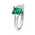 thumbnail image 2 of Ross-Simons 1.70 Carat Simulated Emerald and 1.00 Carat CZ Toi Et Moi Ring in Sterling Silver, Women's, Adult, 2 of 5