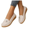 thumbnail image 1 of Mocassins à Enfiler pour Femmes à Talon Compensé Bas avec Fleurs, Chaussures de Marche Confortables en Cuir Souple, Chaussures de Plage, de Robe et de Travail, 1 of 7