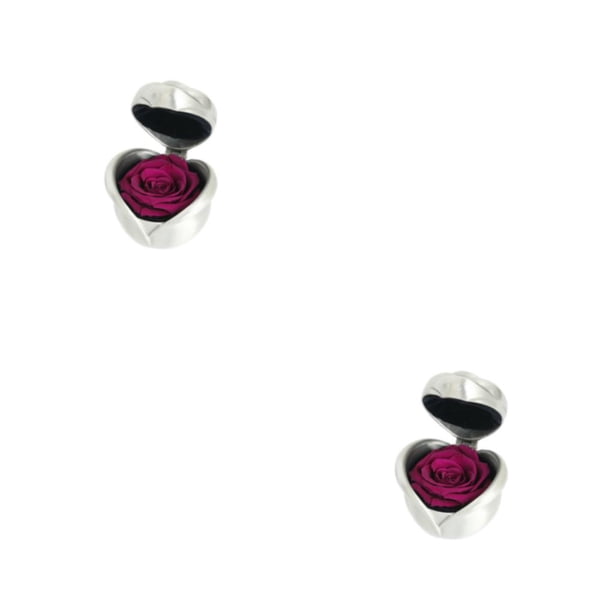 Kearding Compromiso de boda Romántico en forma de corazón Flor de rosa artificial Flores de simulación Decoración de patio Púrpura oscuro Púrpura oscuro plata B 2Conjunto