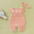 thumbnail image 3 of SPRING PARK 2Pcs/Set Infant Baby Girls Romper Outfit Multi-layered Collar Jumpsuit Headband Set Clothes, 3 of 8