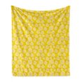 thumbnail image 1 of Yellow and White Soft Flannel Fleece Throw Blanket, Geometric Round Dots with Striped Design Abstract Ornament Print, Cozy Plush for Indoor and Outdoor Use, 50" x 60", Yellow and White, by Ambesonne, 1 of 6