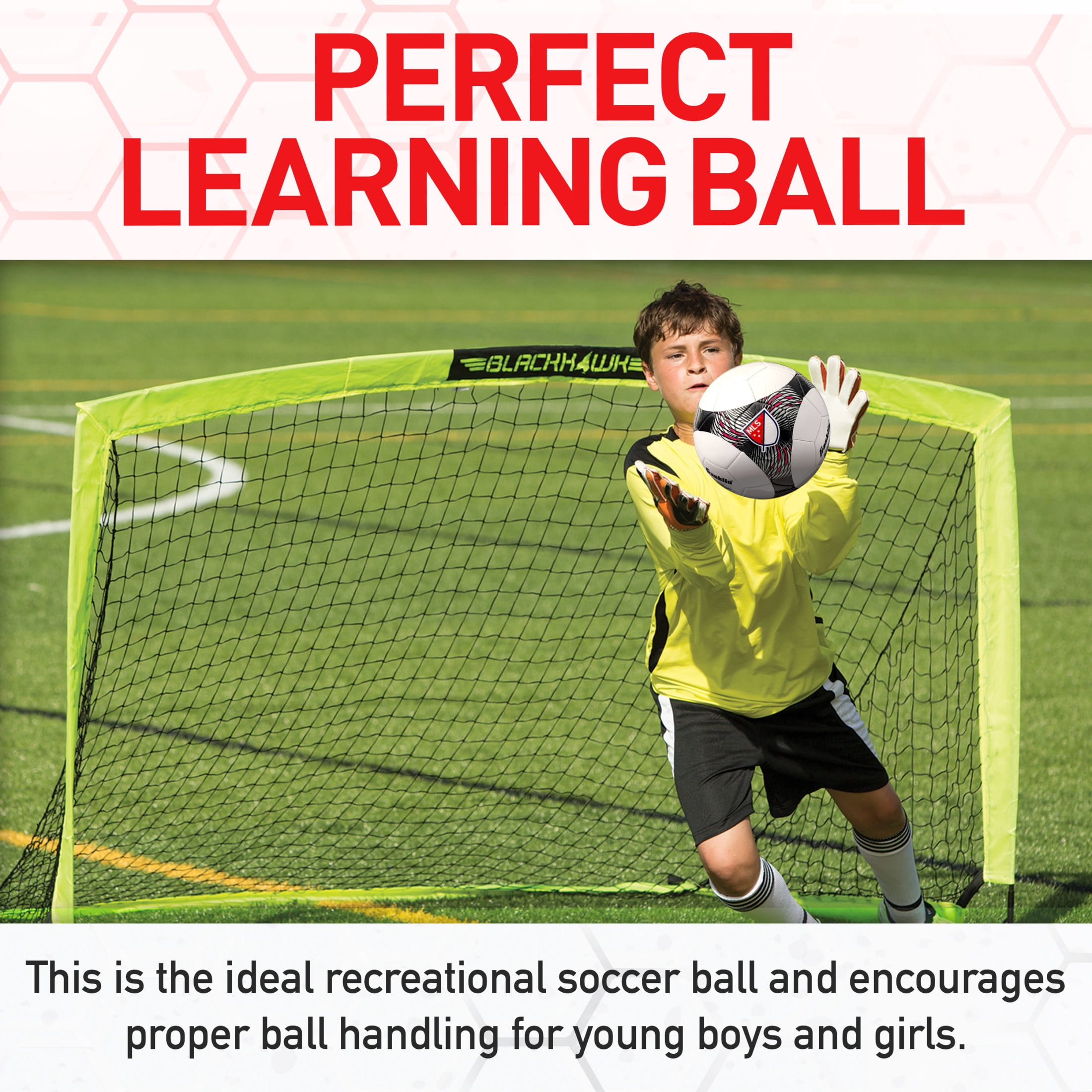 Franklin Sports MLS Pro Vent Kids Soccer Ball - Size 4 Youth Soccer Ball - Soft Cover - Great for Kids and Toddlers - Air Pump Included