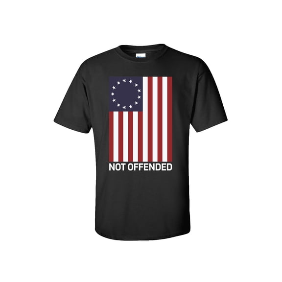 Patriotic Betsy Ross Flag Not Offended Adult Short Sleeve T-Shirt-Black-XXL