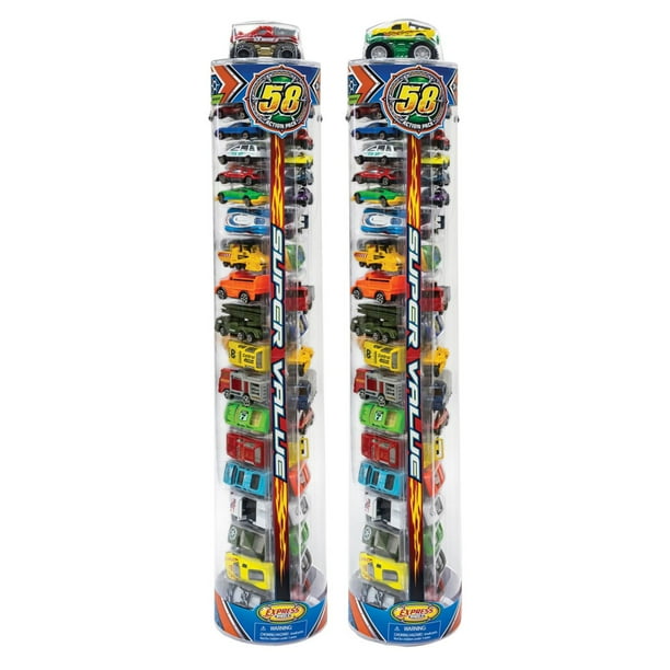 Express Wheels 58Pc. DieCast Vehicle Tube Playset