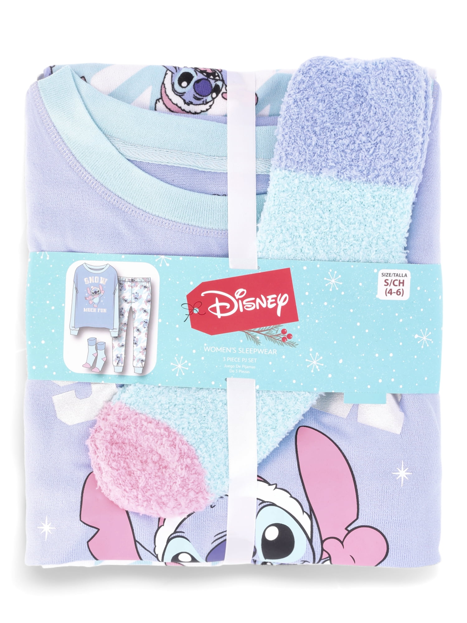Disney Women's Stitch Lounge Top and Pants with Socks Set, 3-Piece, Sizes XS-3X