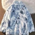 thumbnail image 5 of IROINNID Women's Autumn And Winter Warm Short Coat Tie-Dye Overcoat Long Sleeve Outwear, Light Blue, 5 of 6