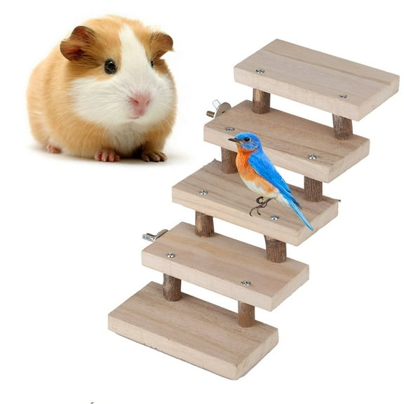 Hamster Climbing Toys, 5 Layers Wooden Hamster Pet Cage Bird Platform Ladder Toy Climbing Bridge Springboard Training Tool Stair Ladder Accessories
