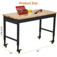 thumbnail image 3 of Établi Réglable 72 Pouces x 25 Pouces Capacité de 2000 Lb, Table en Bois de Caoutchouc Poste de Travail Robuste avec Dessus en Bois Franc, Prises de Courant, Cadre en Métal, Roulettes Pivotantes, Table de Garage pour Atelier Bureau Maison, 3 of 8