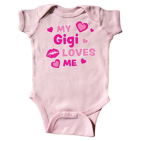 

Inktastic Valentine s Day My Gigi Loves Me Hearts and Lips Gift Baby Boy or Baby Girl Bodysuit