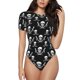 thumbnail image 1 of Fotbe Pirate skulls Body de Mujer con Cuello Redondo y Mangas Cortas, Sin Mangas Ajustado, Suave, Cómodo y Básico-Large, 1 of 7