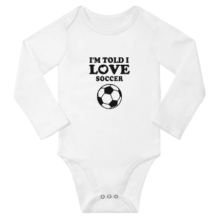 

I m Told I Like Soccer Cute Baby Long Sleeve Clothes Outfits Boy Girl Unisex (White 6M)