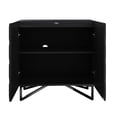thumbnail image 5 of Nathan James Wolfie Wooden Contemporary Entryway Cabinet, Living Room Storage Cabinet or Dining Room Buffet with Sculpted Doors and Metal Legs, Black Oak, 5 of 6