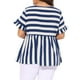 thumbnail image 3 of Blusa de verano casual para mujer de tallas grandes Agnes Orinda, con rayas, mangas cortas con volantes y peplum, 2025 4X azul y blanco, 3 of 6