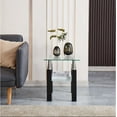 thumbnail image 6 of Modern Clear Glass End Tables - Two Tiered Nightstand Side Table Square Tempered Glass Table with Metal Frame for Living Room or Bedroom 17.72"x17.72"x20.5" (1PC Clear), 6 of 6