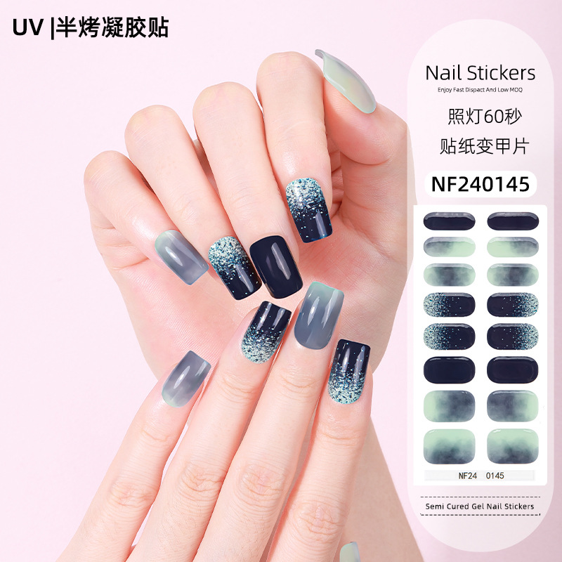 NF240145 Gel Nail Sticker French Butterfly Onion Powder Smudge Uv Light Half-Baked Half-Cured Nail Sticker