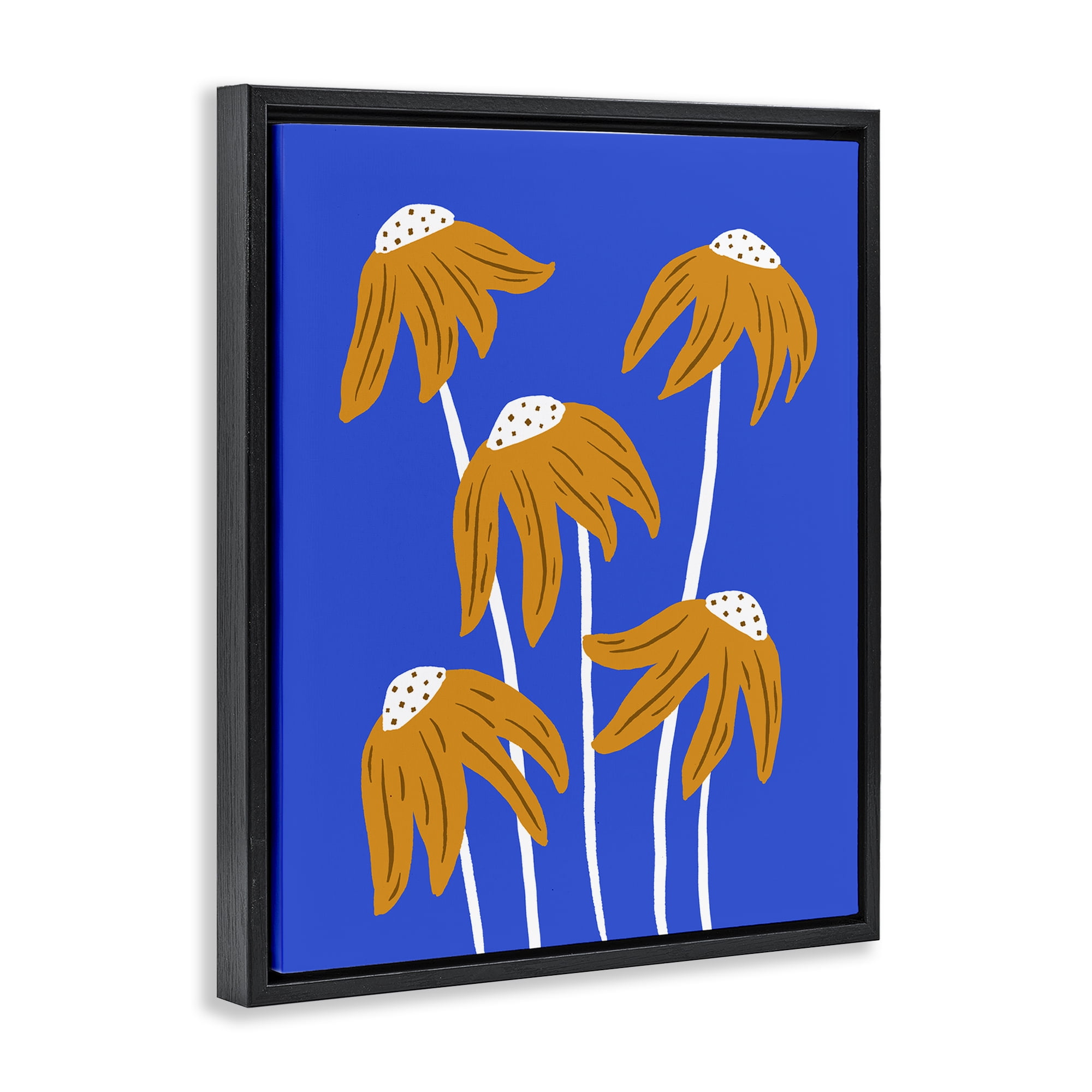 Stupell Industries Dried Sunflower Blooms Plants & Flowers Painting Black Floater Framed Canvas Art Print Wall Art, 25 x 31