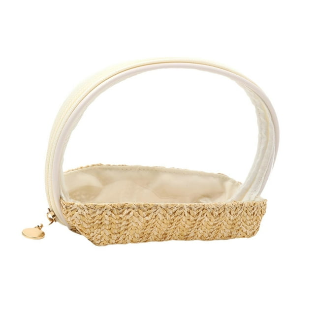 Bolsa de maquillaje pequeña resistente al agua, bolsa de maquillaje para mujer, bolsa de cosméticos de viaje Beige
