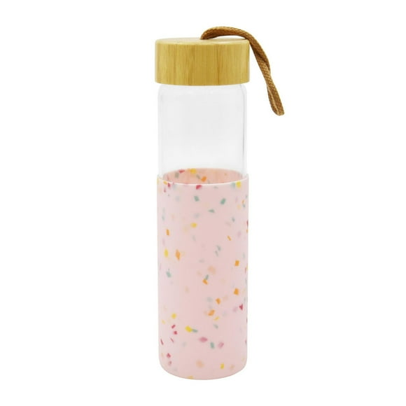 Hometrends Pink Glass Water Bottle With Silicone Sleeve, 20 oz, 1 piece