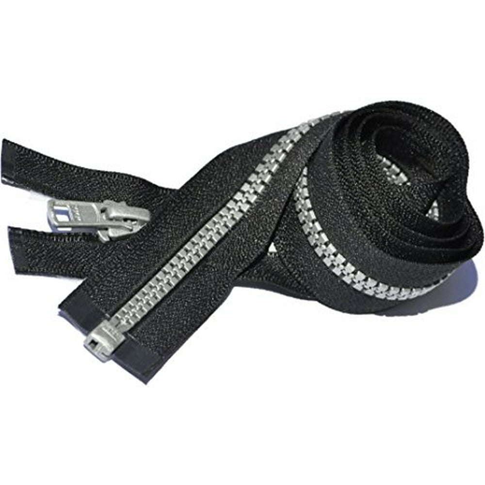 10" 36" Vislon Zipper Black with Pewter Grey Teeth YKK 5 Molded Plastic Separating Color