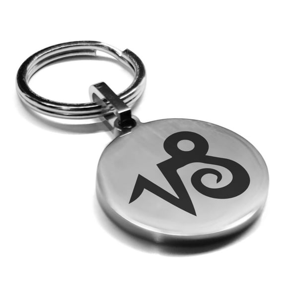 Stainless Steel Capricorn Zodiac Sign (Sea Goat) Round Medallion Keychain Circle Ring
