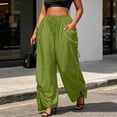 thumbnail image 5 of cocolona Womens Street Casual Plus Size Palazzo Pants Elastic Waist Drawstring Wide Leg Travel Lounge Pants with Pockets, 5 of 5