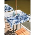thumbnail image 2 of Outdoor Tablecloth with Umbrella Hole for Patio/Picnic/Party/Camping, Blue Blooms Floral Waterproof Table Cloth Square Cover Washable, Farmhouse Spring Flowers Botanical (54"x 54"), 2 of 8
