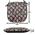 thumbnail image 5 of Sugar Skull Chair Seating Cushion Set of 4, All Souls Day Floral Colorful Sugar Skulls Flowers on Dark Background Print, Seat Pads for Office with Anti-slip Backing, 16"x16", Multicolor, by Ambesonne, 5 of 7