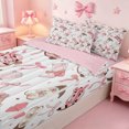 thumbnail image 3 of meiyoeat Pink Ribbon Bows Zipper Twin Comforter Sets with Fitted Sheet and 2 Pillowcases For Girls,Fashion Western Cowgirl Boots Zipper Bedding Set For Kids,Pink Reversible,4-Piece, 3 of 7