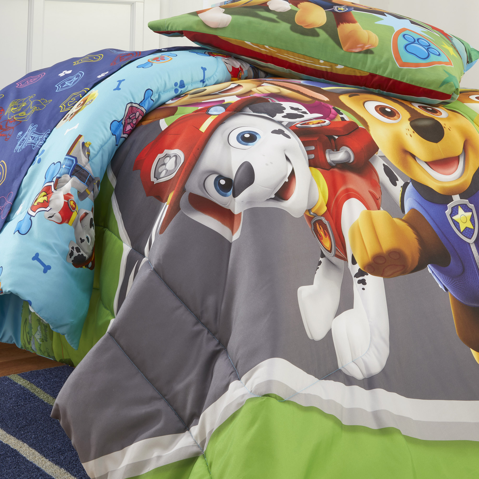Paw Patrol Kids Full Bed in a Bag, Comforter and Sheets, Blue, Nickelodeon