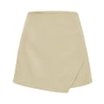 thumbnail image 5 of PiGOGI Women's Zipper Irregular Skirt Shorts Solid Color Casual Summer Divided Skort with Pockets Beige L, 5 of 9