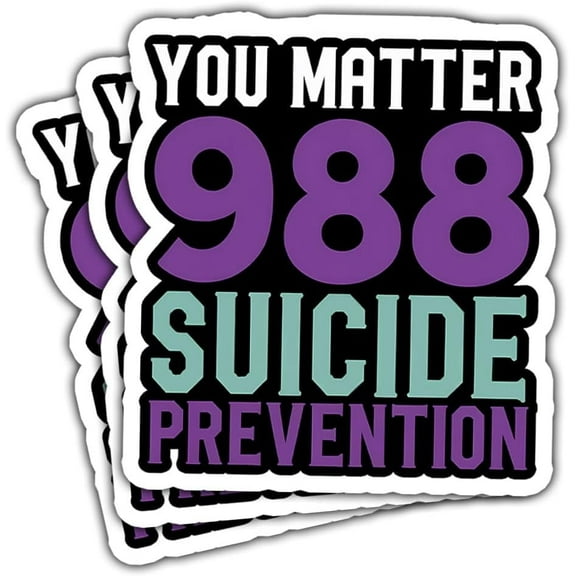 3 Pcs You Matter 988 Suicide Prevention Sticker, Mental Health Awareness Sticker, Purple Ribbon Sticker - Vinyl Sticker 3 Inches for Water Bottles Laptop Phone Car Window Helmet