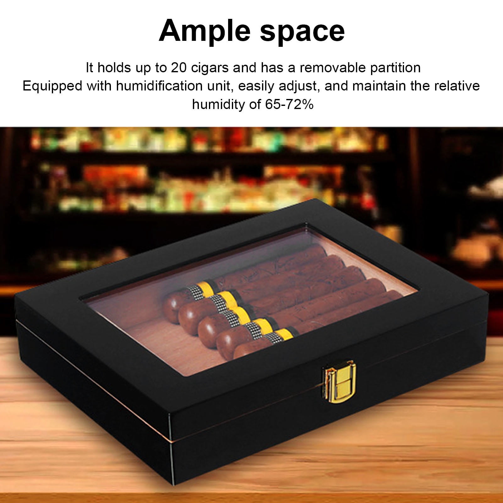 LAZIOEGR 20‑Cigar Mini Humidor Box with Transparent Acrylic Window, Built‑In Hygrometer, Humidifier, Scratch‑Resistant Felt Lining, Portable Gift Box