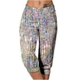 thumbnail image 1 of Mujeres Capri Pantalones Casual Suelto Largo Pantalones de Impresión con Corbata Elástica Cintura Y Bolsillos, 1 of 6