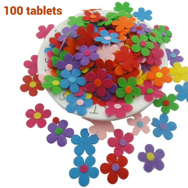 Kit De Manualidades De Flores De Fieltro DIY De 100 Uds., 28mm, Kit De Accesorios De Bricolaje De Flores Hecho A Mano, Conjunto De Proyectos De Manualidades De Flores Para Niños