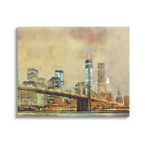 Stupell Urban Cityscape Bridge Metropolis Travel & Places Painting Gallery Wrapped Canvas Print Wall Art