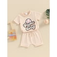 thumbnail image 5 of Aojekbee Toddler Boys Summer Shorts Sets Short Sleeve Letter Baseball Print Tops and Drawstring Shorts Sets, 5 of 10