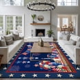 thumbnail image 4 of Independence Day Washable Area Rug 6 x 9 ft Retro Red Blue USA Flag Floral Star Dark Blue, Soft Non Slip Rugs Stain Repellent Indoor Felt Carpet for Living Dining Room Bedroom Home Office, 4 of 9