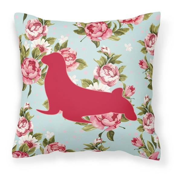Carolines Treasures Seal Shabby Chic Blue Roses Canvas Fabric Decorative Pillow BB1027 18H x18W multicolor