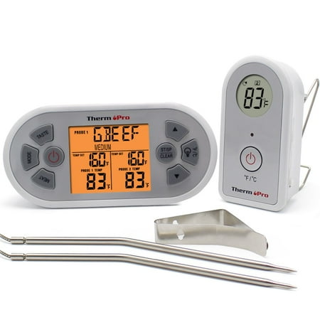 ThermoPro TP22 Meat Thermometer with Dual Probes Wireless Remote Digital Food Thermometer for Cooking Grill Oven BBQ,Monitor Temperature from 300 Feet away,Batteries (Best Wireless Grill Thermometer Dual Probe)