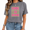 1-Grey, variant on UNISHE Women's Vibrant Letter Print T-Shirt Colorful Striped Background Graphic Tee Casual Short Sleeve Crewneck Top